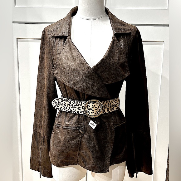 NWT Elementz Chocolate Brown Textured Zip Blazer/Jacket - Picture 1 of 7